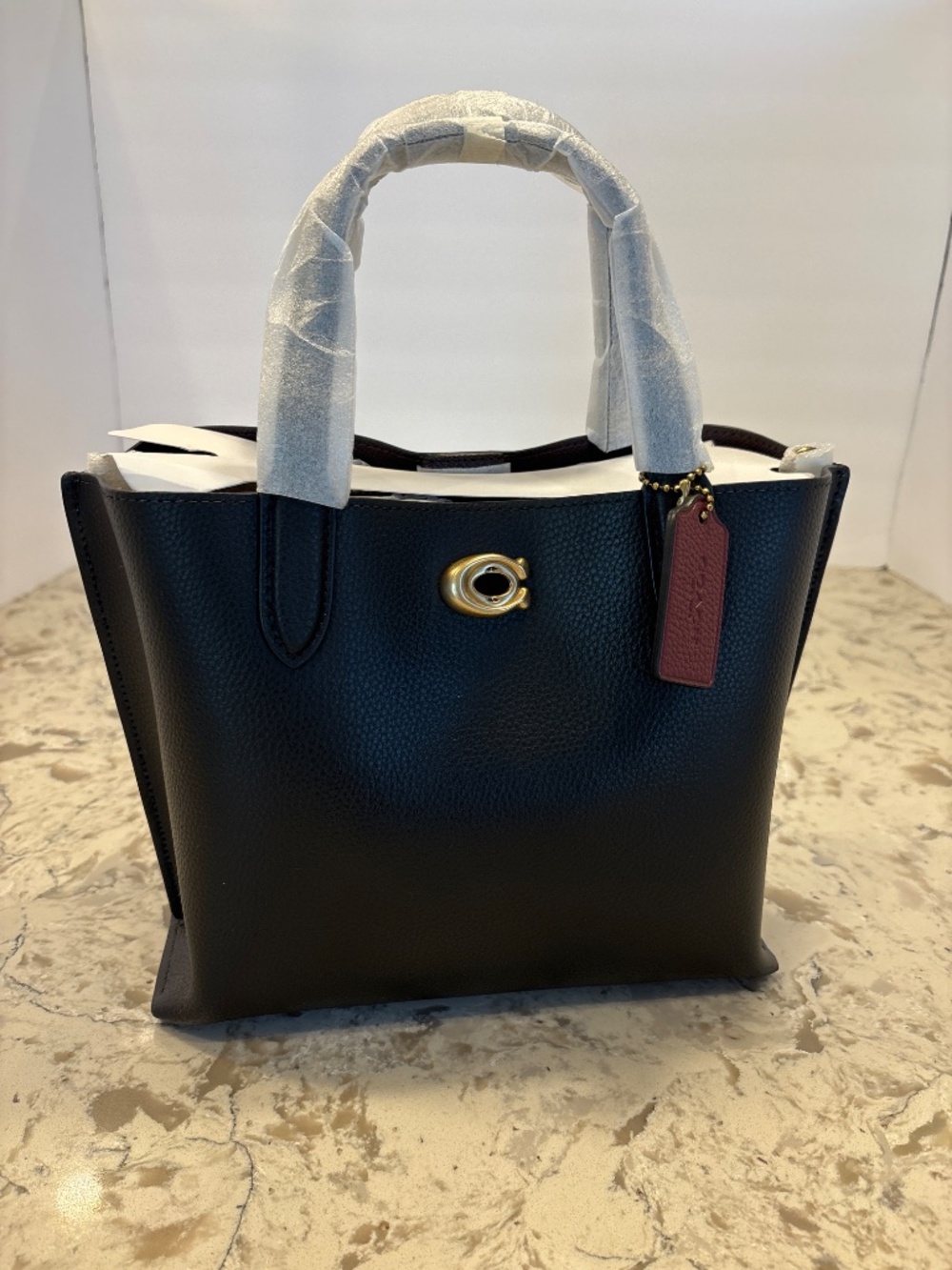 Coach Willow Tote 24 Handbag Polished Black Pebbled Leather New in Package